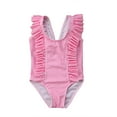 thumbnail image 1 of Baby Girls Beachwear Swimsuit Bodysuits Kid Girls Sleeveless Ruffle Bathing Suit Striped One-Piece Bodysuits, 1 of 9