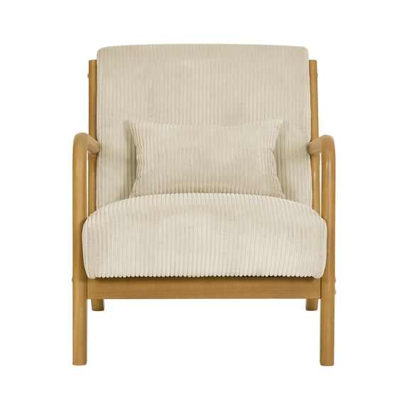 Living Room Chairs, Wooden Lounge Chair, Beige Accent Chairs,Corduroy Comfortable Chairs, Furniture, Primary Living Space, Chairs & Accent Seating Wooden Lounge Chair