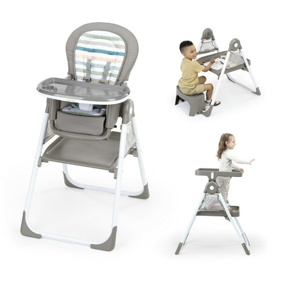 Ingenuity Proper Positioner Create Up! Multi-Mode Folding High Chair - Covertible Activity Desk and Tower, 9 Modes of Use, Soulful Skies, Ages 0 Months to 5 Years