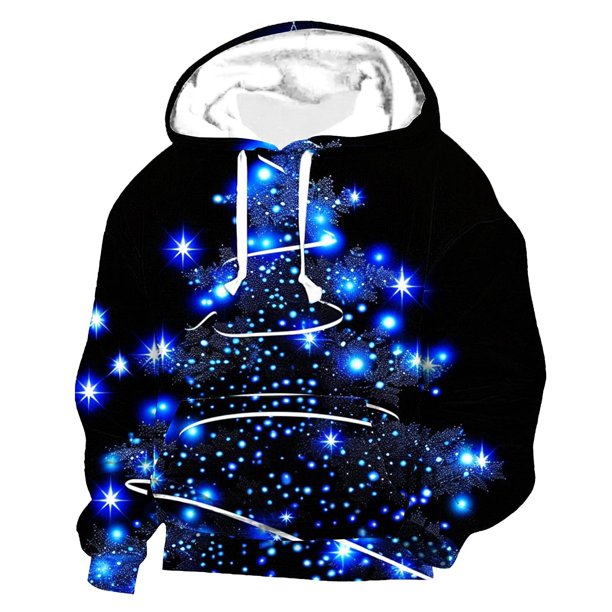 Sudadera con capucha para hombre, diseño navideño, con estampado de movimiento, manga larga, poliéster