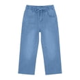 thumbnail image 6 of SAWOBUUN Womens Denim Capri Pants Drawstring Elastic Waist Cropped Jeans Casual Straight Leg Capris Summer Jeans, 6 of 8