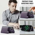 thumbnail image 6 of Dteck for iPhone 16 Magnetic Case with Detachable Wallet Card Holder, Compatible with MagSafe, RFID Blocking Credit Slots Kickstand Shockproof Phone Cover for Women Men,Purple, 6 of 6