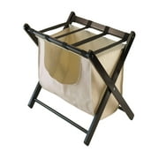 Winsome Wood Dora Luggage Rack with Fabric Basket, Espresso Finish