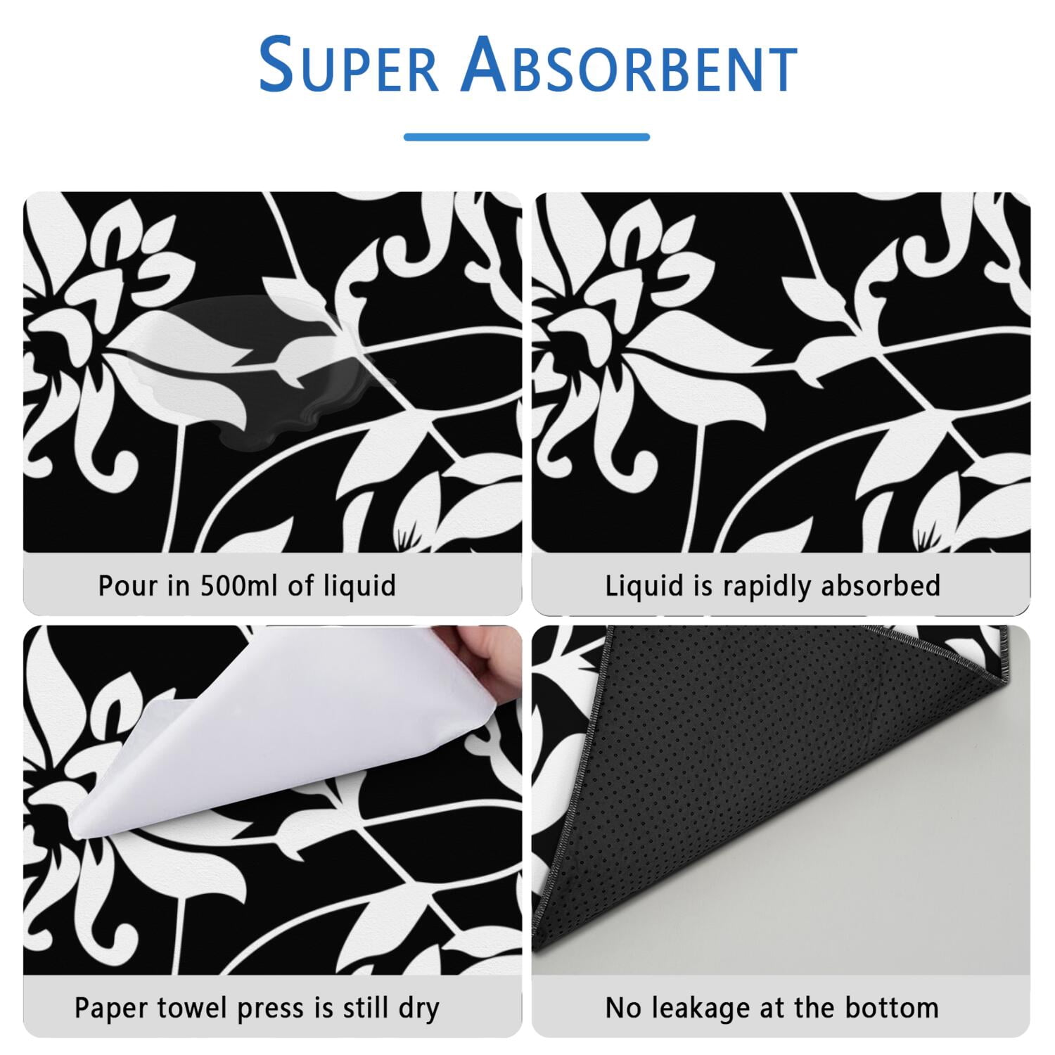Reusable 72x72 Inch House Training Pads, Washable Dog Urine Pads with Quick-Absorb Core, Flower Design Mat for Puppies and Adult Dogs