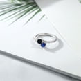thumbnail image 3 of Gem Stone King 925 Sterling Silver Black Onyx and Blue Created Sapphire Bypass Ring for Women (0.71 Cttw, Gemstone December Birthstone, Round 4MM, Available in Size 5, 6, 7, 8, 9), 3 of 4