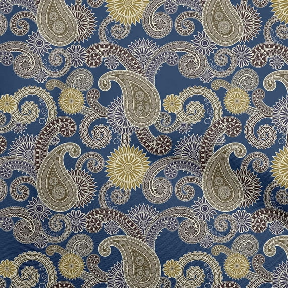 oneOone Cotton Cambric Navy Blue Fabric Paisleys Quilting Supplies Print Sewing Fabric By The Yard 42 Inch Wide-YC