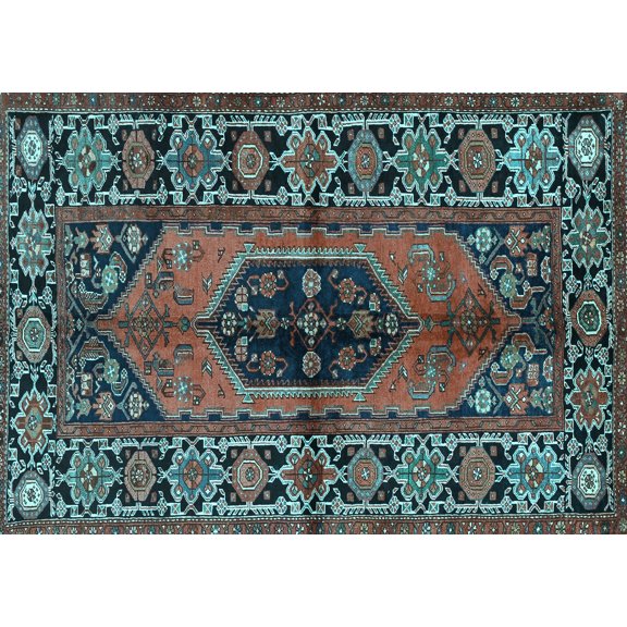 Ahgly Company Indoor Rectangle Persian Light Blue Traditional Area Rugs, 5' x 7'