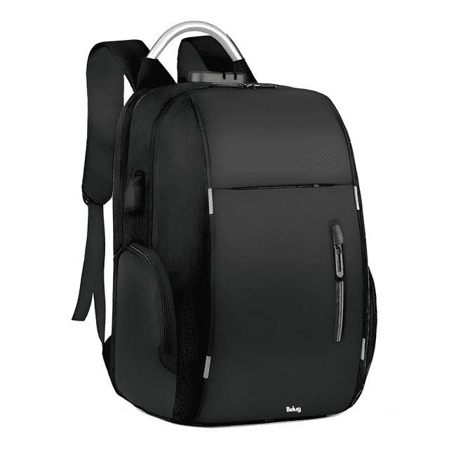 "Mochila Escolar Antirrobo De Gran Capacidad Con Cargador Usb 30l Belug, Negra "