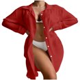 thumbnail image 1 of Camisas de Manga Larga Sólidas para Mujeres Moda de Manga Larga Blusas Sólidas Cuello en V Longitud Regular Poliéster Casual, 1 of 8