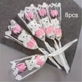 thumbnail image 1 of Juego de 8 románticos ramos de rosas artificiales con osito de peluche | Rosas brillantes, ideales for San Valentín, Bodas, Cumpleaños, Decoración del hogar y Navidad., 1 of 2