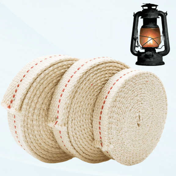 3 Rolls 19.5 Foot Oil Lamp Cotton Flat Wick 100% Cotton for Oil Lamps or Paraffin Oil and Kerosene Based Lanterns (1/2 '',3/4''& 7/8 '',6.5 Feet per Roll)