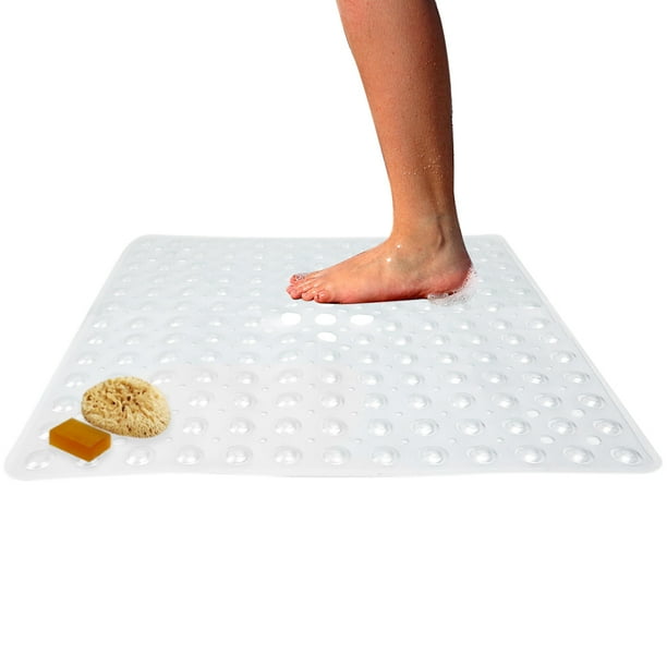 Evelots Square Shower MatLargeDrain HoleNon SlipSuper Thick164 Suction Cups