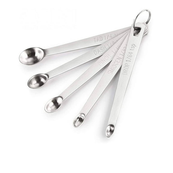FACEGA 5Pcs Measuring Spoons Mini Teaspoon Measuring Spoons Multifunctional Stackable Storage Stainless Steel Measuring Spoons,Silver