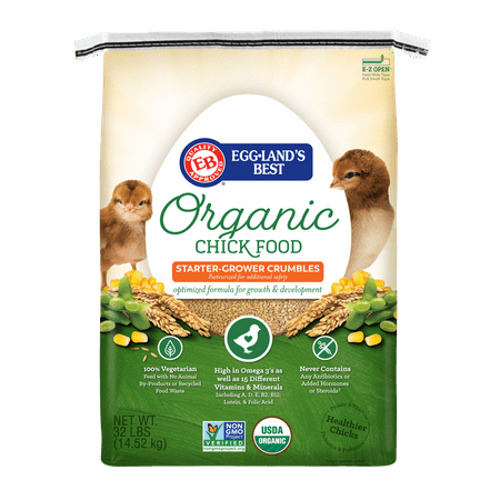 Eggland's Best Organic Chick Starter / Grower Chicken Feed, 32 (Best Feed For Fighting Roosters)