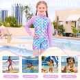 thumbnail image 4 of Marendyee Girls Mermaid Swimsuit Kids Ariel One Piece Swimsuit Long Sleeve UV Sun Protection Mermaid Scales Printed Zipper Front Swimming Wetsuit Athletic Romper 5-6 Years, 4 of 12