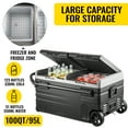 thumbnail image 3 of VEVOR Portable Car Freezer, 100 Quart Portable Refrigerator Freezer, 95L Dual Storage Zone Camping Freezer, -4℉~68℉ 12 Volt Fridge Freezer, Car Freezer for Car and Home Use, DC 12/24V, AC 100-240V, 3 of 9