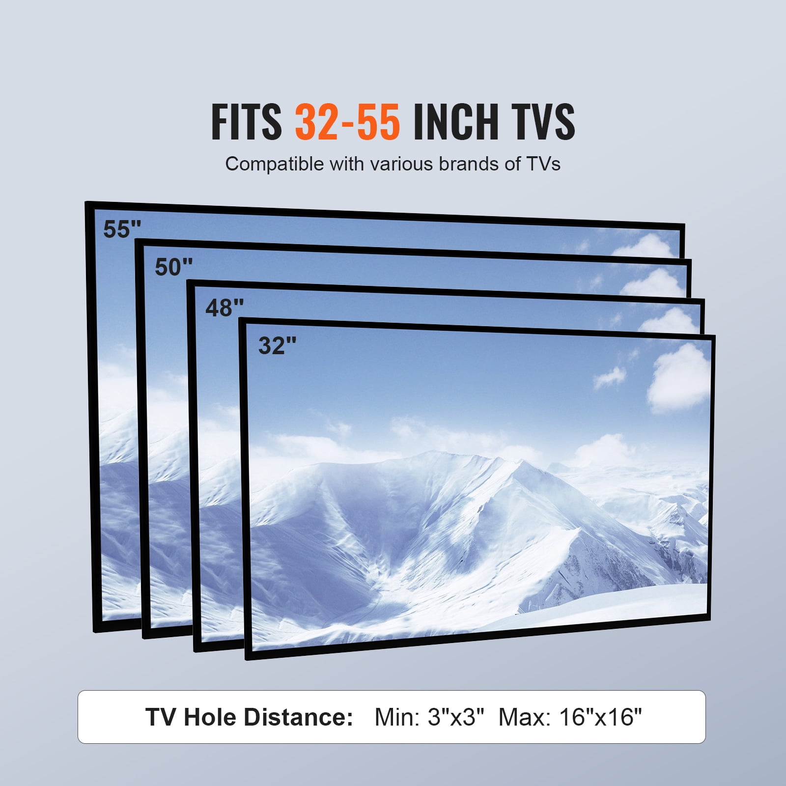 KFFKFF TV Stand Mount Swivel Universal TV Stand for 32"-55" TVs Adjustable Height