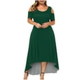 thumbnail image 1 of Bigersell Summer Dresses for Women 2023 Fashion Women Summer Casual Short Sleeve Off the Shoulder Solid Color Dress Cocktail Dresses Female Evening Party Women Skater Dresses, Style 28848, Green 5XL, 1 of 5