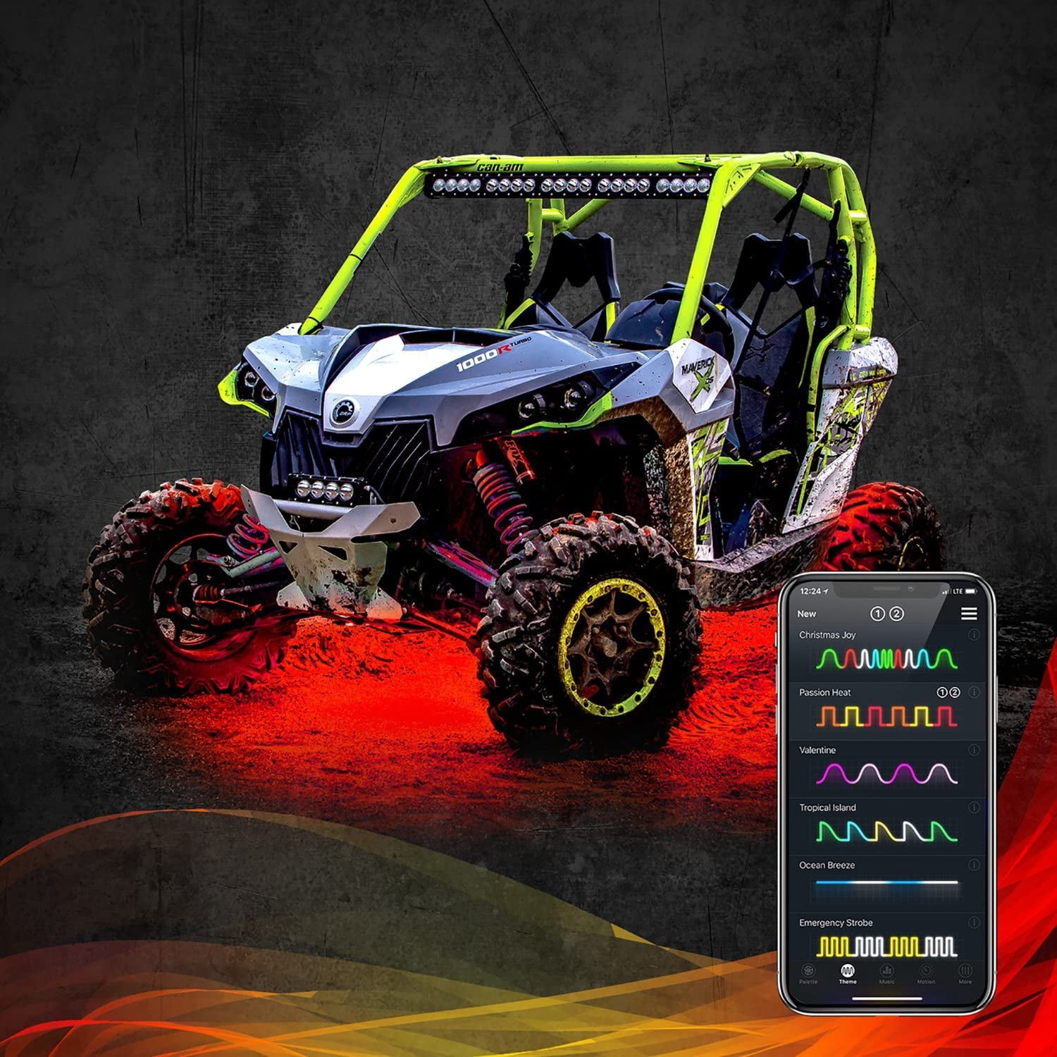 XK Glow XK-ROCK-STA-DM 4Pc 6W Led Rock Light Standard Kit With Dual-Mode Dash