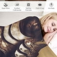 thumbnail image 3 of HENGT  Japanese Samurai Mighty Men Armor Mask Black Art Blanket Flannel Blanket Lightweight Super Soft Bed Blanket Sofa Blanket Four Seasons Universal, 3 of 6