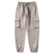 thumbnail image 4 of Pantalones largos estilo cargo para hombre, informales, holgados, con bolsillos y cordón, para ejercicio al aire libre, de poliéster., 4 of 8