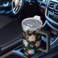 thumbnail image 6 of 40oz Pioneer Flower Floral Print Pattern Insulated Tumbler with Handle, BPA-Free Leak Proof Lid and Straws, Double Wall Vacuum, Hot 12h/Cold 34h, 6 of 6