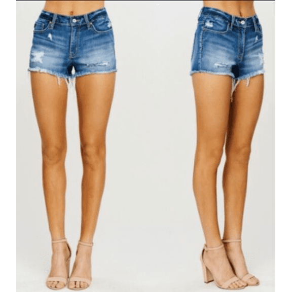 Skyhi Women's BLUE Denim Jean Shorts cut-off distressed 1B SIZE 6
