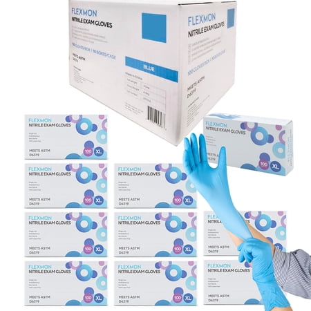 Nitrile Exam and Medical Disposable Gloves, 4.2 Mil, X-Large 1000/Box by FLEXMON