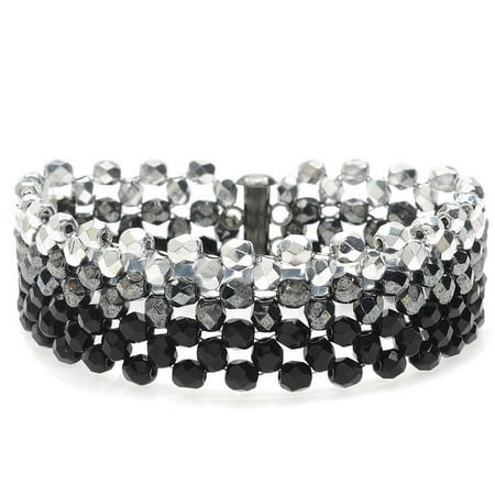 Ombre Right Angle Weave Bracelet-Blk/Silver - Exclusive Beadaholique Jewelry Kit