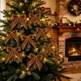 thumbnail image 5 of 12pc Coffee Velvet Christmas Bows Ornaments for Wreath Tree Garland Mantel Gift Box Holiday Decor, 5 of 7
