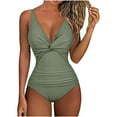 thumbnail image 2 of Admvng Tummy Control Swimsuits for Women High Waisted Basic Solid Color Slimming One Piece Swimsuit S-2XL, 2 of 8