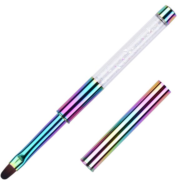 Ycyan 1 Uds cepillo para uñas de gel UV ovalado mango de diamantes de imitación herramientas profesionales para decoración de uñas tamaño 8 multicolor