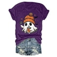 thumbnail image 4 of enyan Shirt Fall Tee Shirt Funny Tee Pumpkin Graphic Cute Ghost Clothes Halloween T-Shirts Ladies Halloween Tops Purple,M, 4 of 6