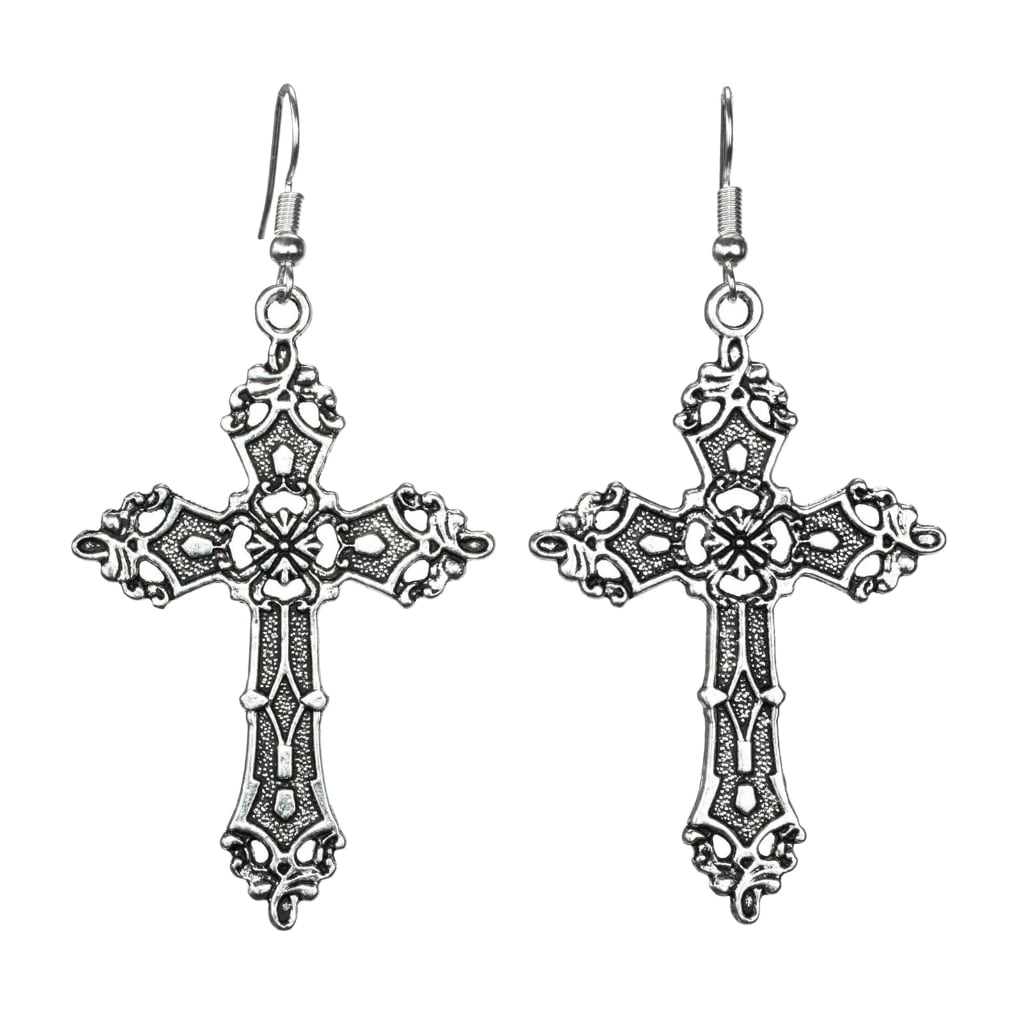 Vintage Cross Shaped Alloy Drop Earrings Gothic Punk Dangling Earrings Jewelry Accessories Cross Earrings Alloy Material Walmart