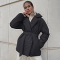 thumbnail image 2 of Winter Plus Size Women's Slim Fit Waist Cinching Coat With Belt Warm Solid Color Outerwear For Cold Weather, 2 of 2