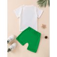thumbnail image 3 of Toddler Girl Boy 2 Piece Summer Outfits Clover Letter Print Short Sleeve Shirt and Elastic Shorts Set, 3 of 9