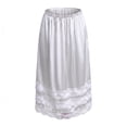 thumbnail image 5 of Women's Satin Midi Half Slip Skirt with Lace Trim, Elastic Waist A-Line Silky Underskirt, Soft Under Dress Skirt for Women Office Date Night Daily Wear, 5 of 8