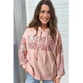 thumbnail image 3 of Delicacy Mix Floral Patchwork Side Slit Drawstring Hoodie, 3 of 8