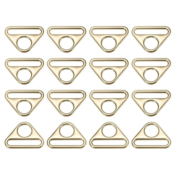Uxcell 1.26" Adjuster Triangle with Bar Swivel Clip D Dee Ring Buckle, 16Pack Gold