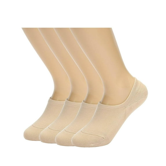 DEVUGGO 4 Pairs No Show Socks Non Slip Flat Boat Line Low Cut Socks for Women,Size S,Skin Color