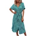 thumbnail image 2 of Robe d'Été pour Femmes 2024 Mode Grande Taille Décontractée Printemps et Col en V Manches Trois-Quarts Robe Imprimée 50 % de Réduction!, 2 of 8