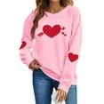 thumbnail image 3 of Itsame Women Long Sleeve Heart T-Shirts Valentine's Sweatshirt Loose Crew Neck Tops Pink Size M, 3 of 10