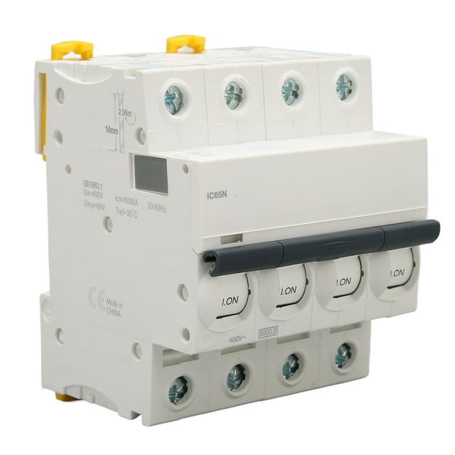 AC 400V 4P Miniature Circuit Current Circuit Breaker AC Mini Home Circuit Breaker 4P Automatic Circuit Breaker PA66 Flame Retardant Housing for Commercial Building