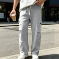 thumbnail image 6 of PNTUTB Men's Casual Solid Color Elastic Waist Drawstring Loose Comfortable Wide Leg Pants with Pockets, 6 of 6