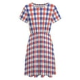 thumbnail image 4 of White Red Blue Tartan Plaid Sundress Short Sleeve Dress Summer Women Clothes Dress for Women Dresses, 4 of 7