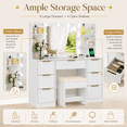 thumbnail image 5 of Ktaxon Get Ready with Me GRWM Makeup Vanity Set with 3 Color Lighted Mirror & Charging Station, Dressing Table w/ 7 Drawers for Femal Gift, White, 5 of 8