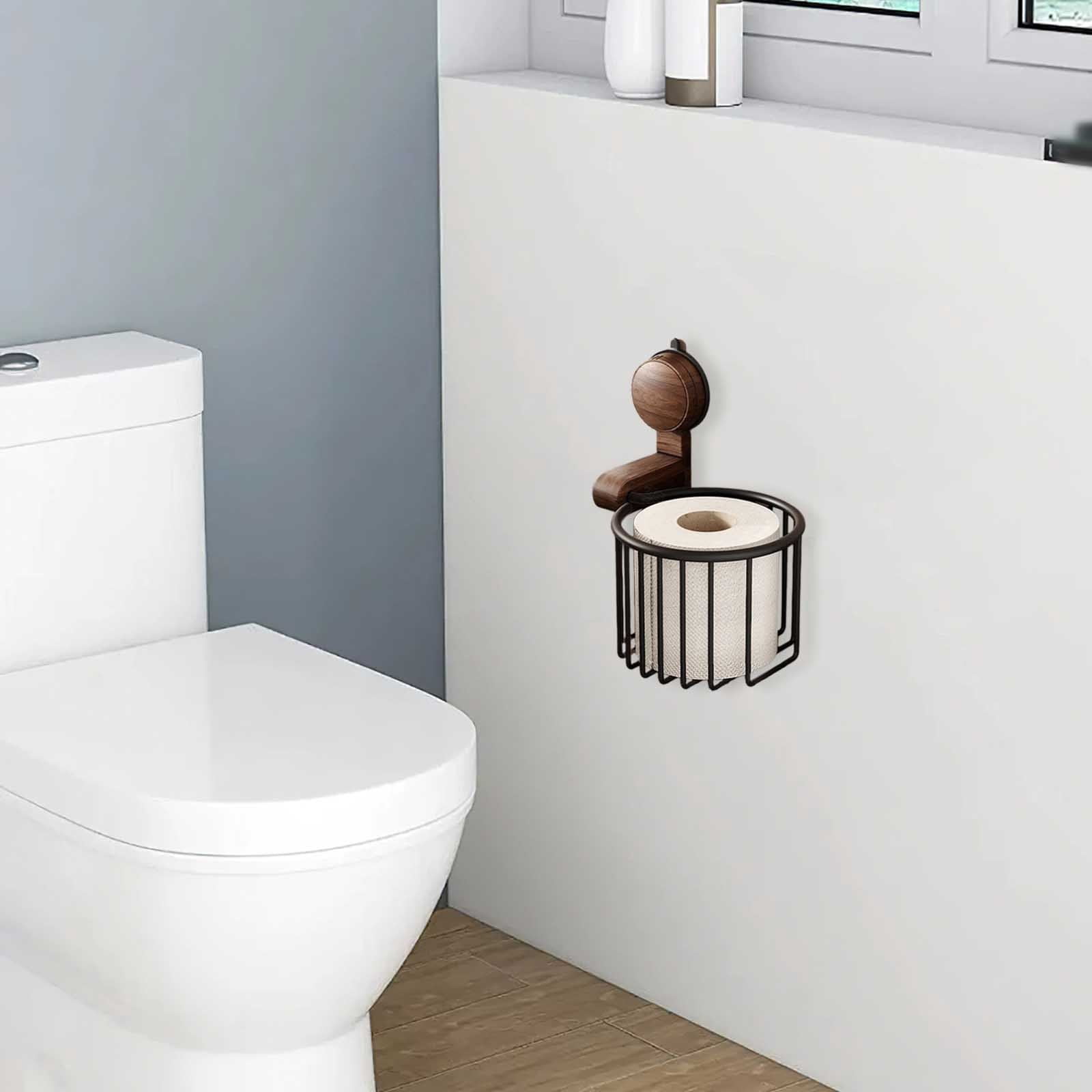 Vintage Bronze Wall Mounted Toilet Paper Holder – Antique Brass Bathroom Accessories Tissue Dispenser with Stable Metal Stand, Wire Basket Storage Rack