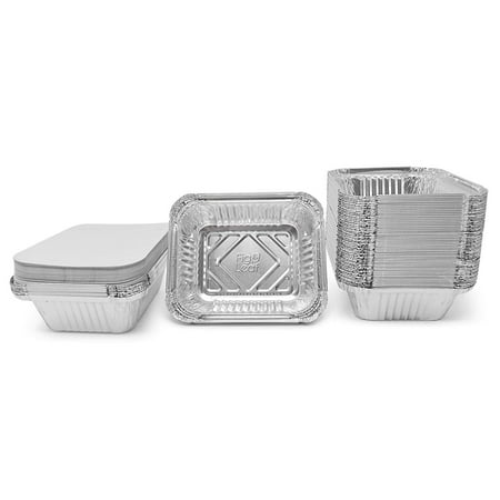 Disposable Drip Pans Fig & Leaf (60 Pack) Premium 1-LB Takeout Pans with LIDS - Small 5.6