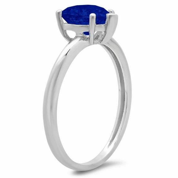 1.25 ct Heart Cut Simulated Blue Sapphire Solitaire Engagement Ring for Women in 18K White Gold