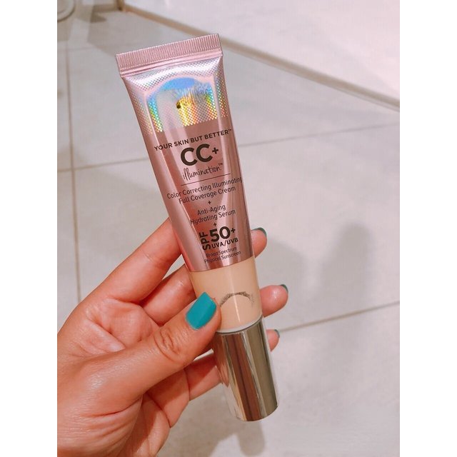 It Cosmetic Cc Creams corrector clásico pequeño tubo plateado CC crema base líquida SPF50 adecuado para maquillaje ligero de piel mixta Fivean unisex
